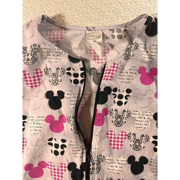 Disney Mickey Mouse Scrubs Set Scrub Top & Jacket Uniform- Small pink black - Picture 6 of 13